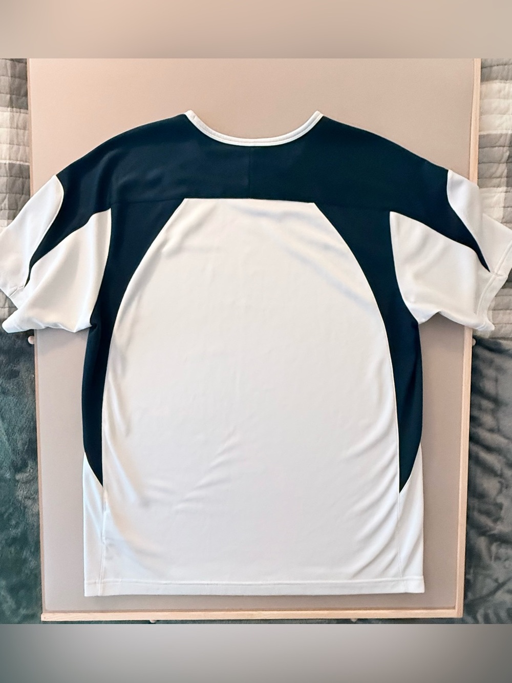 Vintage Nike Mens Lg Travis Scott Center Swoosh Knit Short Sleeve Navy & White - Picture 2 of 8